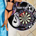Personalised New Zealand Darts Beach Blanket Ngutukaka Manaia Taniko Luxury Purple - Aussie Hoodie