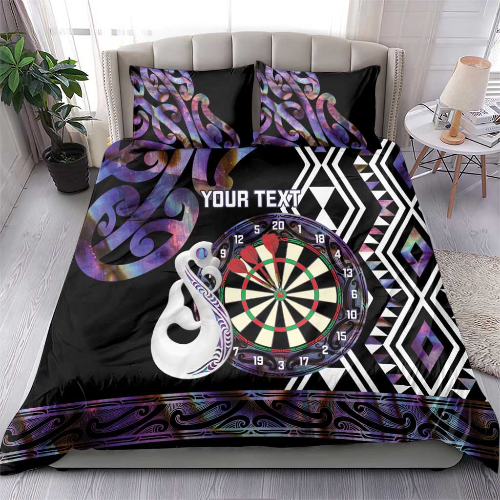 Personalised New Zealand Darts Bedding Set Ngutukaka Manaia Taniko Luxury Purple - Aussie Hoodie