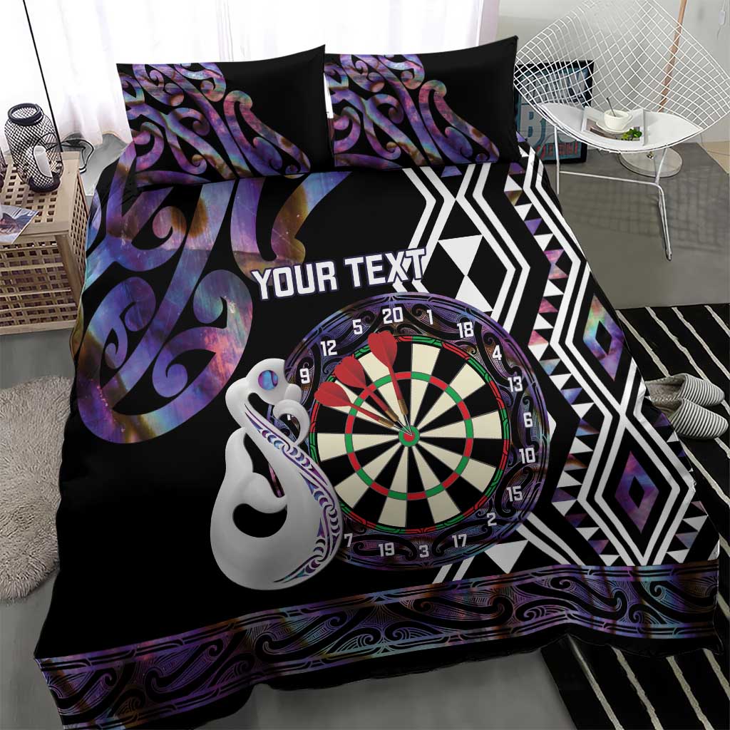 Personalised New Zealand Darts Bedding Set Ngutukaka Manaia Taniko Luxury Purple - Aussie Hoodie