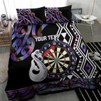 Personalised New Zealand Darts Bedding Set Ngutukaka Manaia Taniko Luxury Purple - Aussie Hoodie