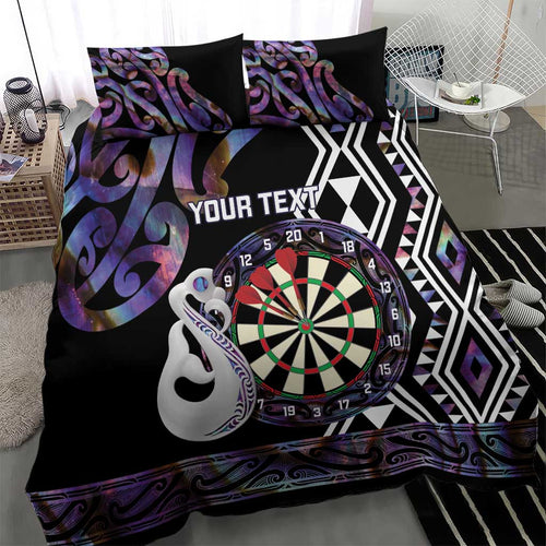 Personalised New Zealand Darts Bedding Set Ngutukaka Manaia Taniko Luxury Purple - Aussie Hoodie