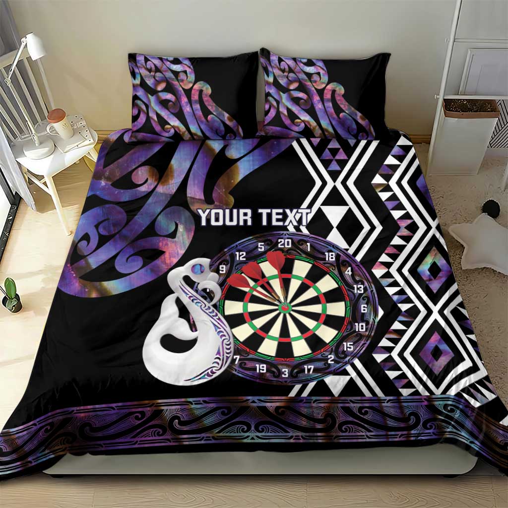 Personalised New Zealand Darts Bedding Set Ngutukaka Manaia Taniko Luxury Purple - Aussie Hoodie