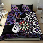 Personalised New Zealand Darts Bedding Set Ngutukaka Manaia Taniko Luxury Purple - Aussie Hoodie