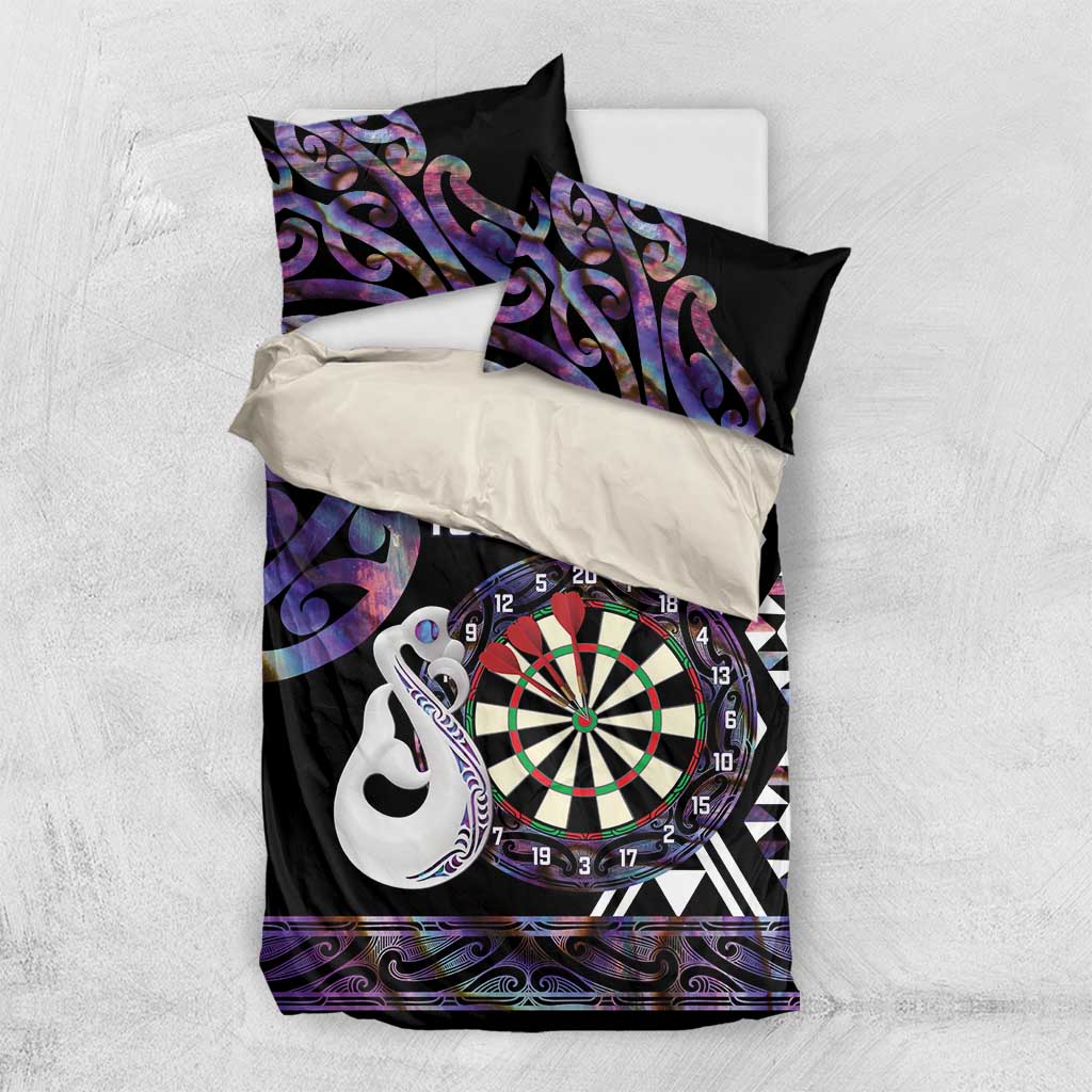 Personalised New Zealand Darts Bedding Set Ngutukaka Manaia Taniko Luxury Purple - Aussie Hoodie