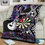 Personalised New Zealand Darts Blanket Ngutukaka Manaia Taniko Luxury Purple - Aussie Hoodie