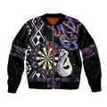 Personalised New Zealand Darts Bomber Jacket Ngutukaka Manaia Taniko Luxury Purple - Aussie Hoodie