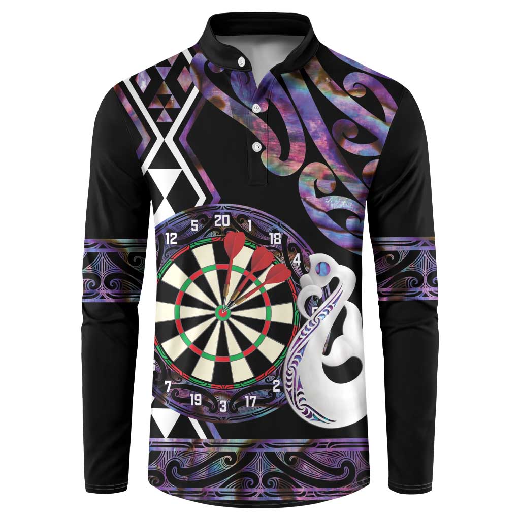 Personalised New Zealand Darts Button Sweatshirt Ngutukaka Manaia Taniko Luxury Purple - Aussie Hoodie