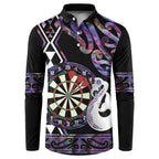 Personalised New Zealand Darts Button Sweatshirt Ngutukaka Manaia Taniko Luxury Purple - Aussie Hoodie
