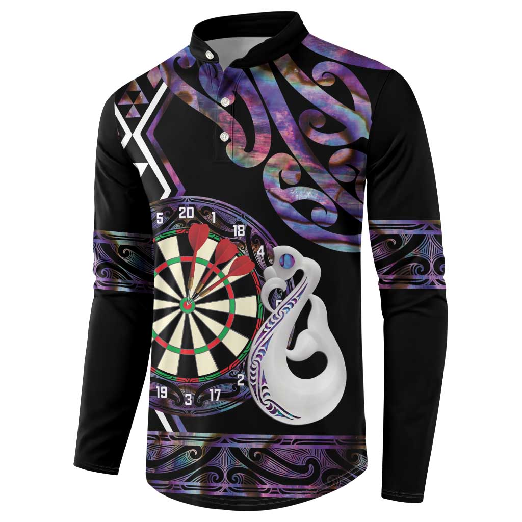 Personalised New Zealand Darts Button Sweatshirt Ngutukaka Manaia Taniko Luxury Purple - Aussie Hoodie
