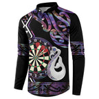 Personalised New Zealand Darts Button Sweatshirt Ngutukaka Manaia Taniko Luxury Purple - Aussie Hoodie