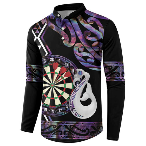 Personalised New Zealand Darts Button Sweatshirt Ngutukaka Manaia Taniko Luxury Purple - Aussie Hoodie