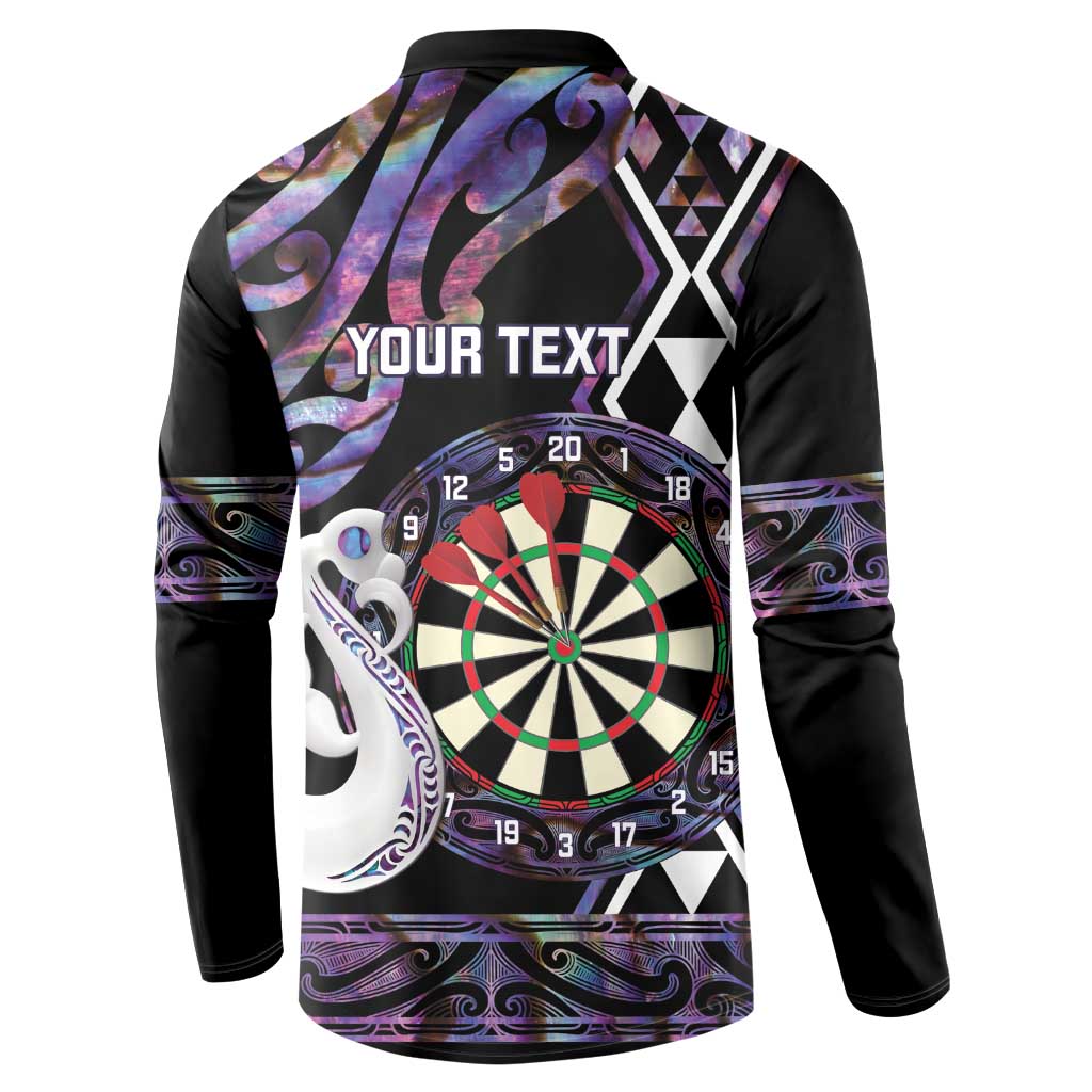 Personalised New Zealand Darts Button Sweatshirt Ngutukaka Manaia Taniko Luxury Purple - Aussie Hoodie