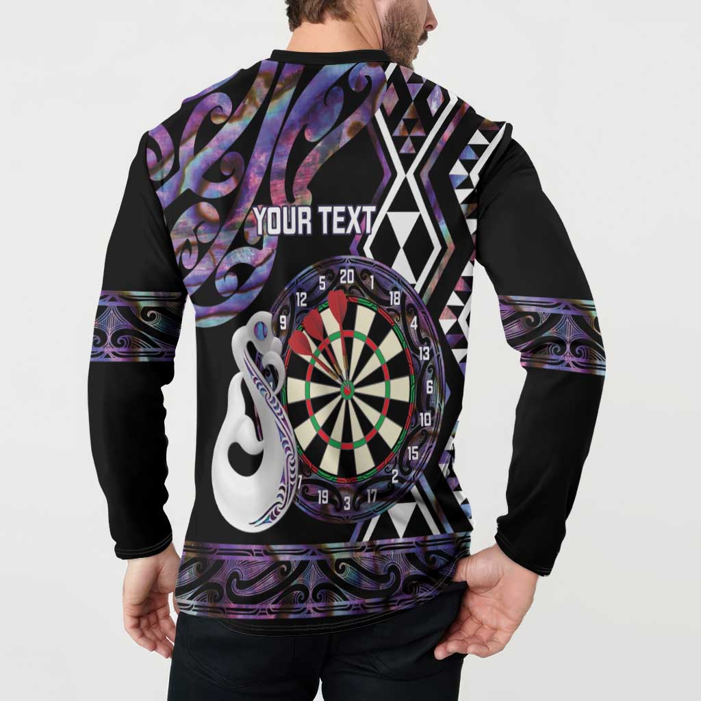 Personalised New Zealand Darts Button Sweatshirt Ngutukaka Manaia Taniko Luxury Purple - Aussie Hoodie