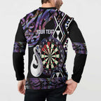 Personalised New Zealand Darts Button Sweatshirt Ngutukaka Manaia Taniko Luxury Purple - Aussie Hoodie