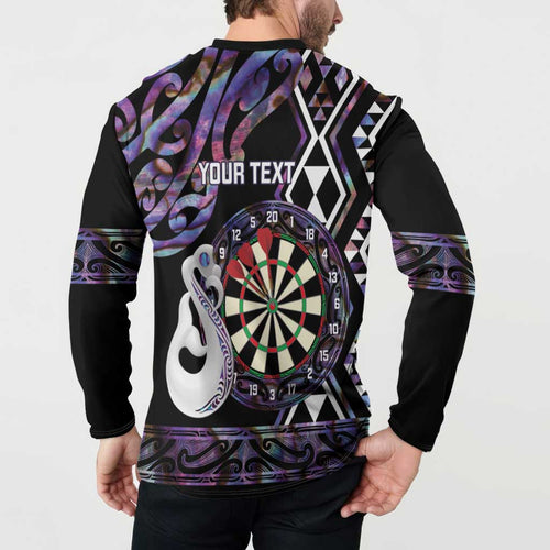 Personalised New Zealand Darts Button Sweatshirt Ngutukaka Manaia Taniko Luxury Purple - Aussie Hoodie