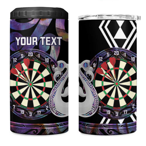 Personalised New Zealand Darts 4 in 1 Can Cooler Tumbler Ngutukaka Manaia Taniko Luxury Purple - Aussie Hoodie