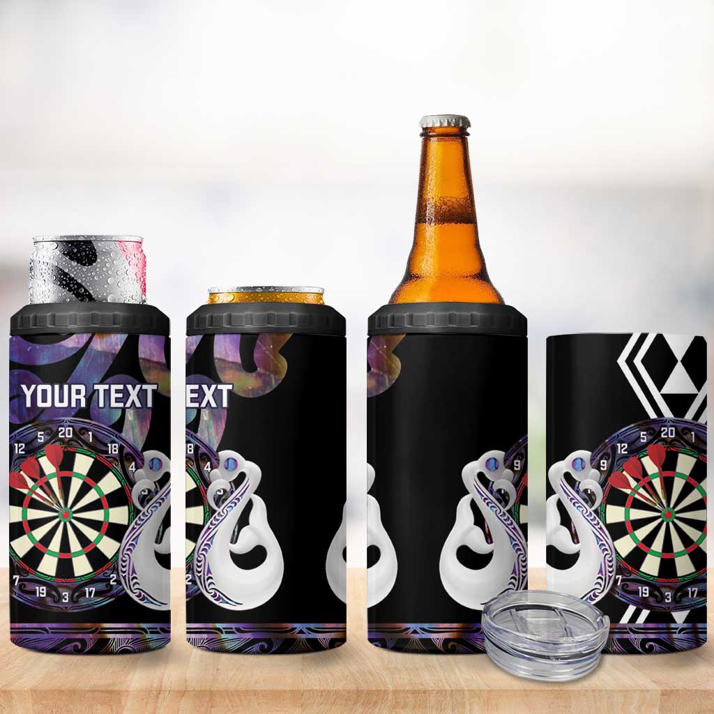 Personalised New Zealand Darts 4 in 1 Can Cooler Tumbler Ngutukaka Manaia Taniko Luxury Purple - Aussie Hoodie