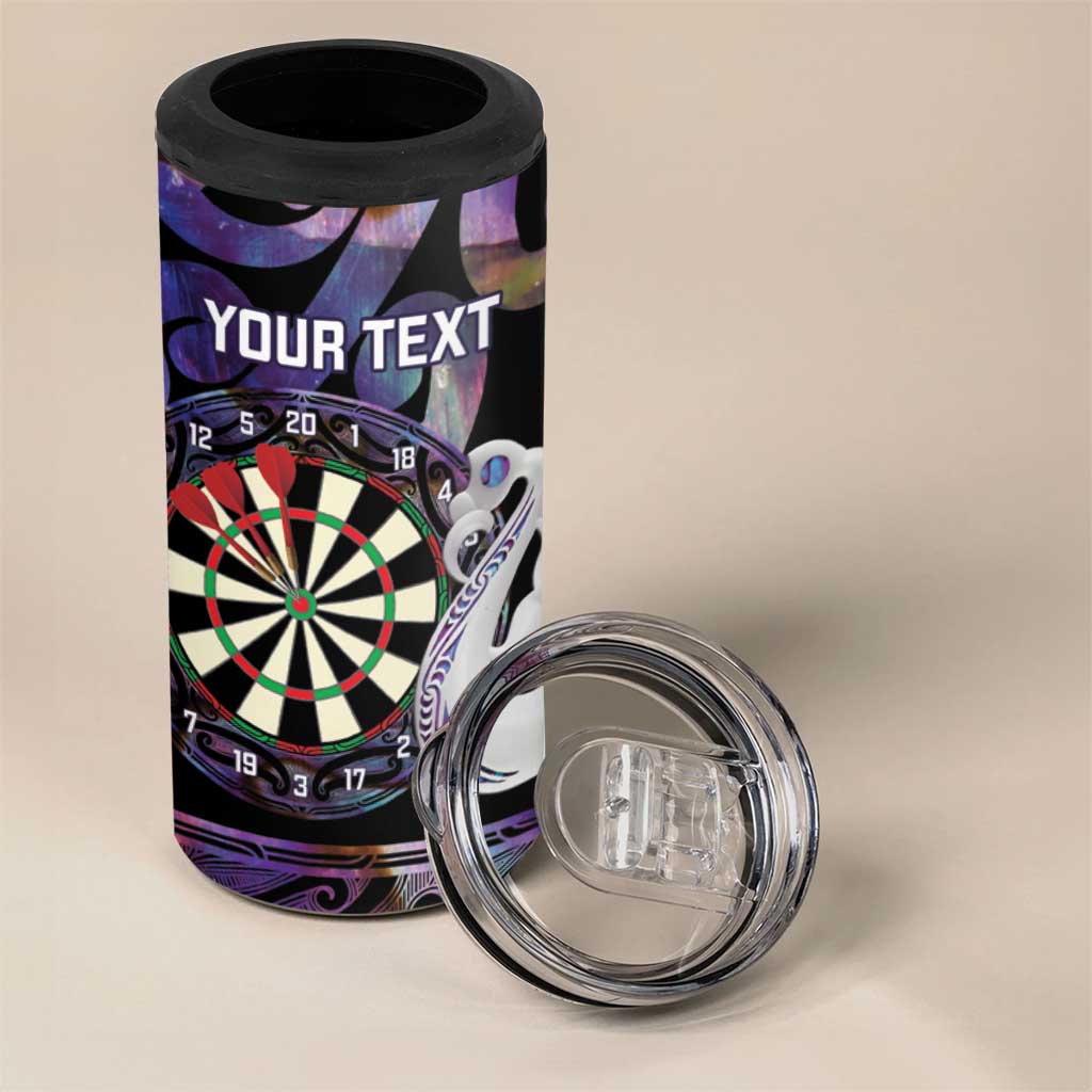 Personalised New Zealand Darts 4 in 1 Can Cooler Tumbler Ngutukaka Manaia Taniko Luxury Purple - Aussie Hoodie