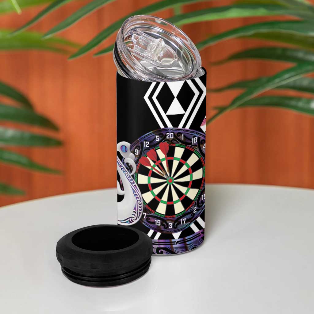 Personalised New Zealand Darts 4 in 1 Can Cooler Tumbler Ngutukaka Manaia Taniko Luxury Purple - Aussie Hoodie