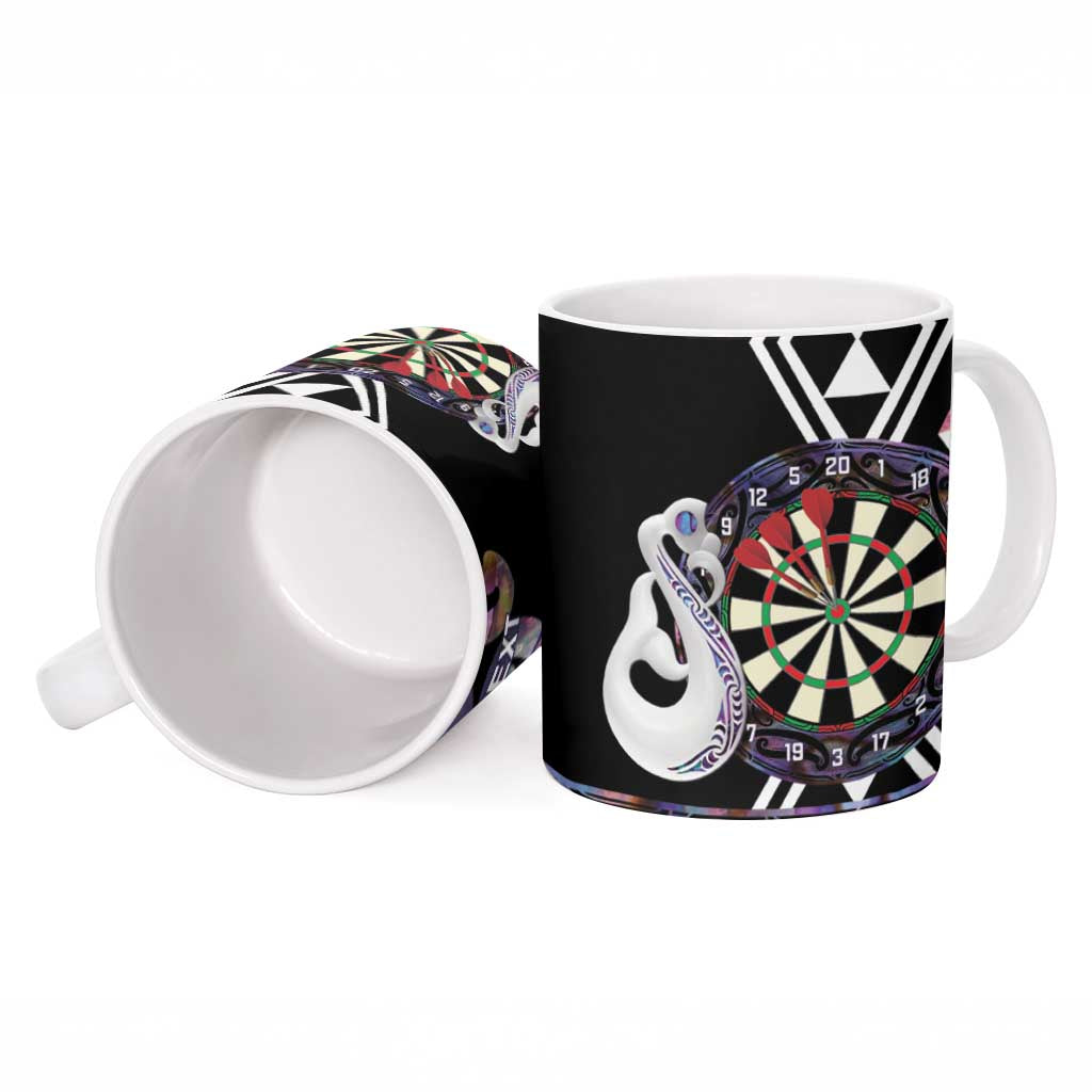 Personalised New Zealand Darts Ceramic Mug Ngutukaka Manaia Taniko Luxury Purple - Aussie Hoodie