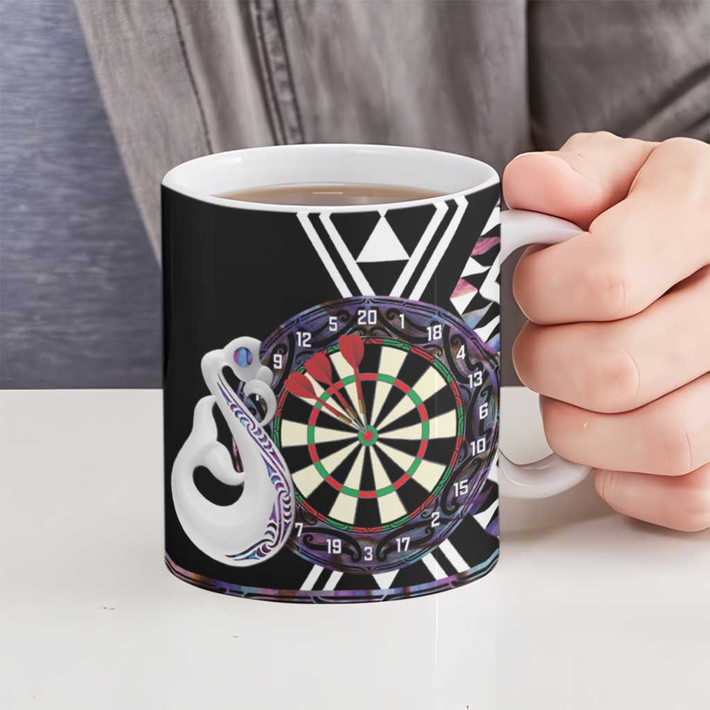 Personalised New Zealand Darts Ceramic Mug Ngutukaka Manaia Taniko Luxury Purple - Aussie Hoodie
