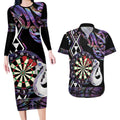 Personalised New Zealand Darts Couples Matching Long Sleeve Bodycon Dress and Hawaiian Shirt Ngutukaka Manaia Taniko Luxury Purple - Aussie Hoodie