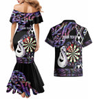 Personalised New Zealand Darts Couples Matching Mermaid Dress and Hawaiian Shirt Ngutukaka Manaia Taniko Luxury Purple - Aussie Hoodie