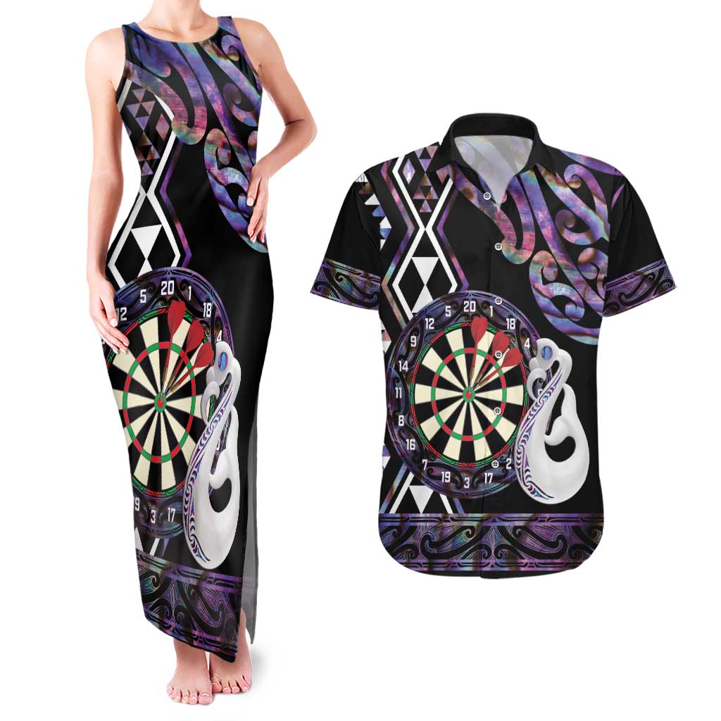 Personalised New Zealand Darts Couples Matching Tank Maxi Dress and Hawaiian Shirt Ngutukaka Manaia Taniko Luxury Purple - Aussie Hoodie
