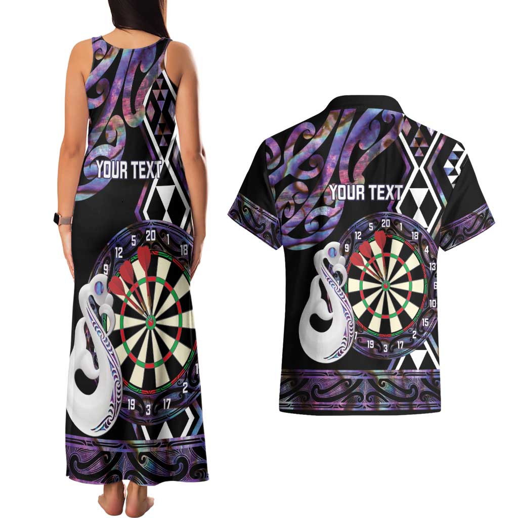 Personalised New Zealand Darts Couples Matching Tank Maxi Dress and Hawaiian Shirt Ngutukaka Manaia Taniko Luxury Purple - Aussie Hoodie