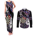 Personalised New Zealand Darts Couples Matching Tank Maxi Dress and Long Sleeve Button Shirt Ngutukaka Manaia Taniko Luxury Purple - Aussie Hoodie