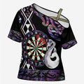 Personalised New Zealand Darts Cross Shoulder Shirt Ngutukaka Manaia Taniko Luxury Purple - Aussie Hoodie