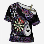 Personalised New Zealand Darts Cross Shoulder Shirt Ngutukaka Manaia Taniko Luxury Purple - Aussie Hoodie