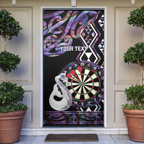 Personalised New Zealand Darts Door Cover Ngutukaka Manaia Taniko Luxury Purple - Aussie Hoodie