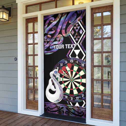 Personalised New Zealand Darts Door Cover Ngutukaka Manaia Taniko Luxury Purple - Aussie Hoodie