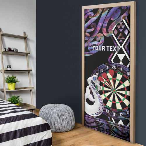 Personalised New Zealand Darts Door Cover Ngutukaka Manaia Taniko Luxury Purple - Aussie Hoodie
