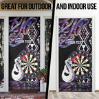 Personalised New Zealand Darts Door Cover Ngutukaka Manaia Taniko Luxury Purple - Aussie Hoodie