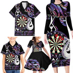 Personalised New Zealand Darts Family Matching Long Sleeve Bodycon Dress and Hawaiian Shirt Ngutukaka Manaia Taniko Luxury Purple - Aussie Hoodie