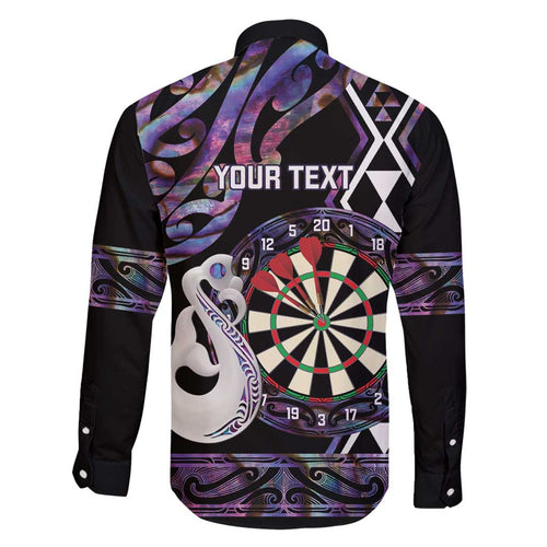 Personalised New Zealand Darts Family Matching Long Sleeve Bodycon Dress and Hawaiian Shirt Ngutukaka Manaia Taniko Luxury Purple - Aussie Hoodie