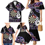 Personalised New Zealand Darts Family Matching Mermaid Dress and Hawaiian Shirt Ngutukaka Manaia Taniko Luxury Purple - Aussie Hoodie