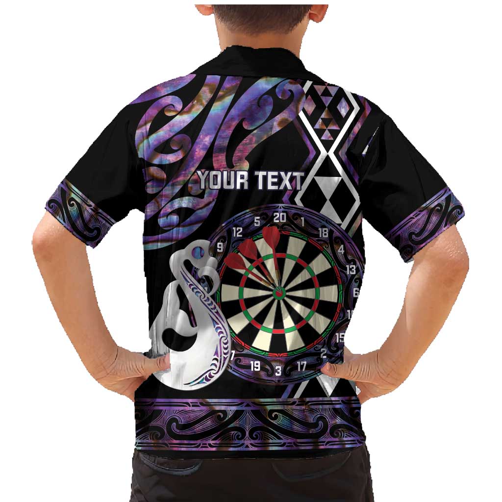 Personalised New Zealand Darts Family Matching Mermaid Dress and Hawaiian Shirt Ngutukaka Manaia Taniko Luxury Purple - Aussie Hoodie