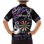 Personalised New Zealand Darts Family Matching Mermaid Dress and Hawaiian Shirt Ngutukaka Manaia Taniko Luxury Purple - Aussie Hoodie