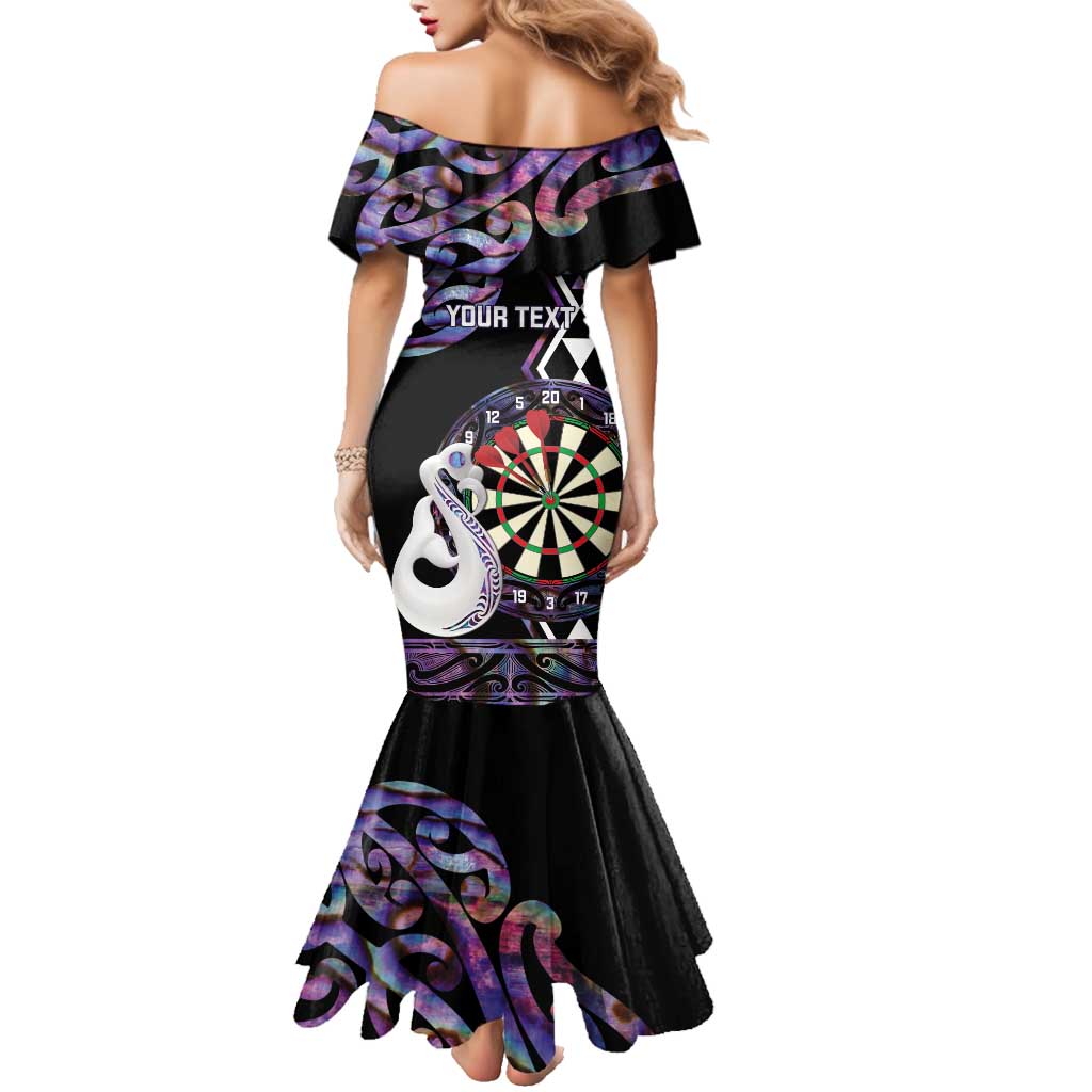 Personalised New Zealand Darts Family Matching Mermaid Dress and Hawaiian Shirt Ngutukaka Manaia Taniko Luxury Purple - Aussie Hoodie