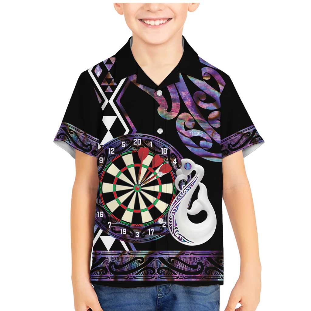 Personalised New Zealand Darts Family Matching Mermaid Dress and Hawaiian Shirt Ngutukaka Manaia Taniko Luxury Purple - Aussie Hoodie