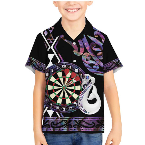 Personalised New Zealand Darts Family Matching Mermaid Dress and Hawaiian Shirt Ngutukaka Manaia Taniko Luxury Purple - Aussie Hoodie