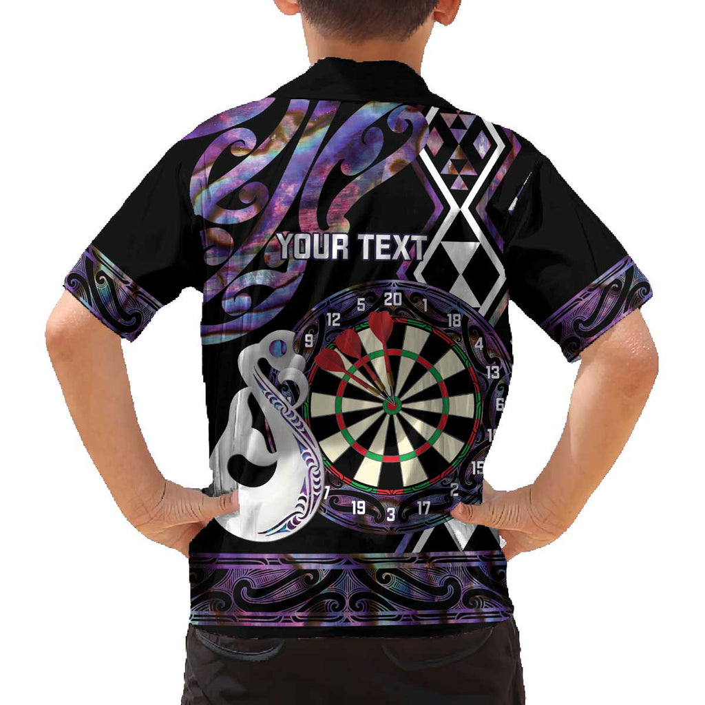 Personalised New Zealand Darts Family Matching Off The Shoulder Long Sleeve Dress and Hawaiian Shirt Ngutukaka Manaia Taniko Luxury Purple - Aussie Hoodie