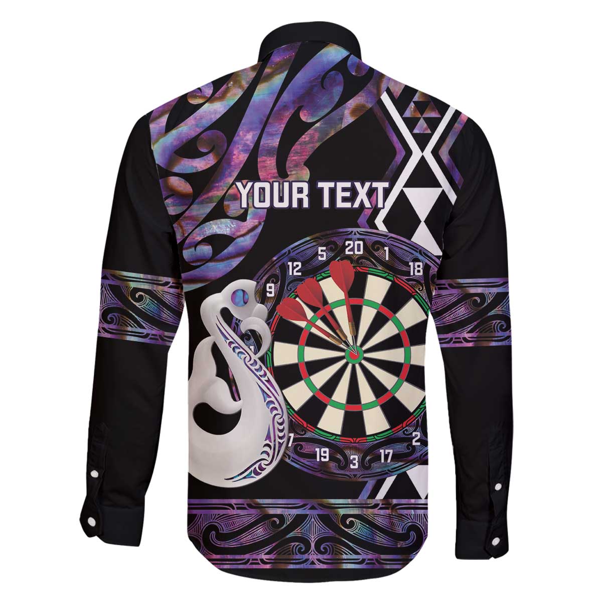 Personalised New Zealand Darts Family Matching Off The Shoulder Long Sleeve Dress and Hawaiian Shirt Ngutukaka Manaia Taniko Luxury Purple - Aussie Hoodie
