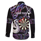 Personalised New Zealand Darts Family Matching Off The Shoulder Long Sleeve Dress and Hawaiian Shirt Ngutukaka Manaia Taniko Luxury Purple - Aussie Hoodie