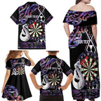 Personalised New Zealand Darts Family Matching Off Shoulder Maxi Dress and Hawaiian Shirt Ngutukaka Manaia Taniko Luxury Purple - Aussie Hoodie