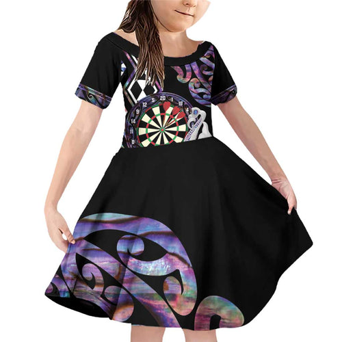 Personalised New Zealand Darts Family Matching Off Shoulder Short Dress and Hawaiian Shirt Ngutukaka Manaia Taniko Luxury Purple - Aussie Hoodie