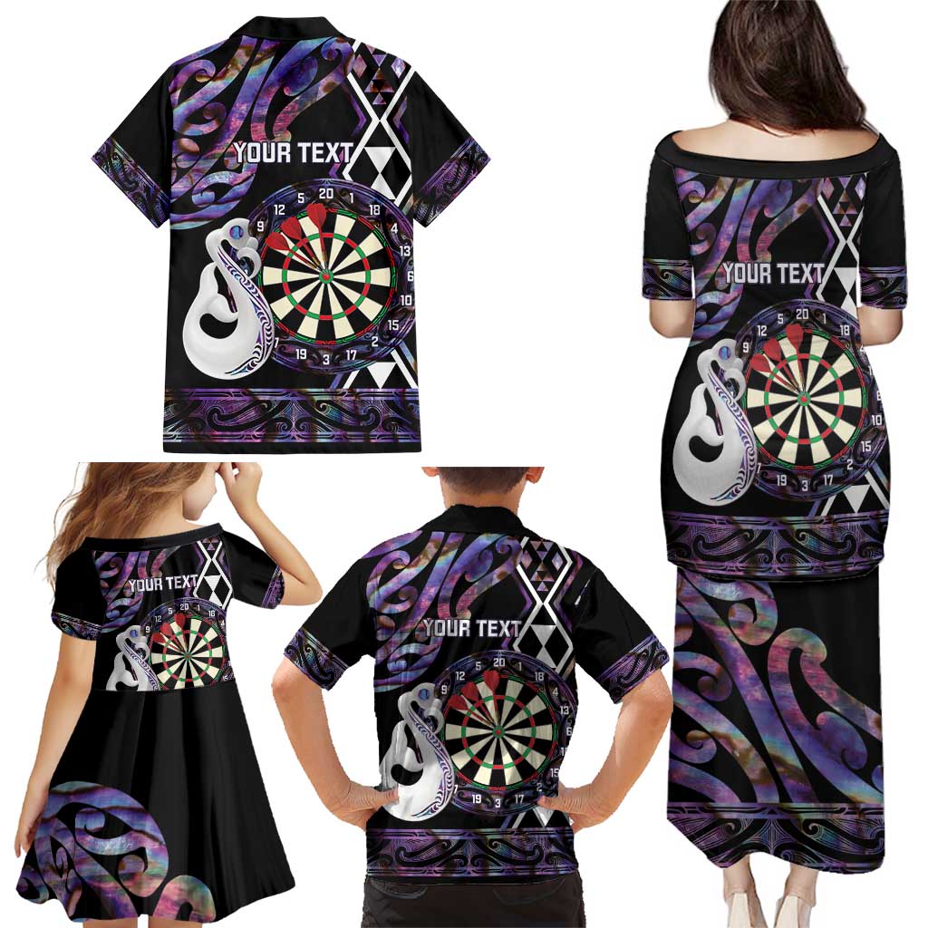 Personalised New Zealand Darts Family Matching Puletasi and Hawaiian Shirt Ngutukaka Manaia Taniko Luxury Purple - Aussie Hoodie